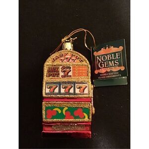 Ornament, vintage, glass, painted machine by Noble gems￼